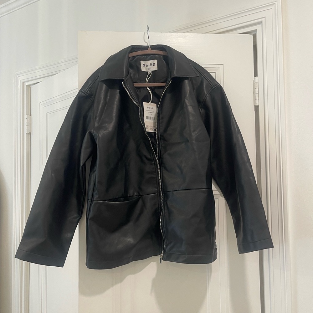 NA-KD detail leather jacket